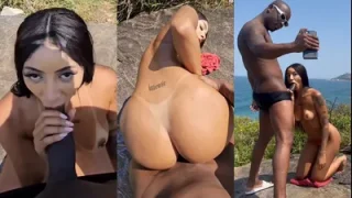 Jamilly Carvalho mamou e fudeu com negão Jefão nas pedras da praia