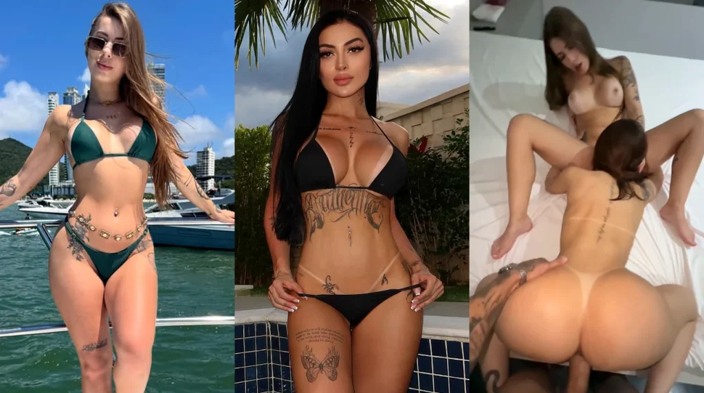 Emily Mota e Mari Ávila pelada no motel se chupando enquanto leva piroca