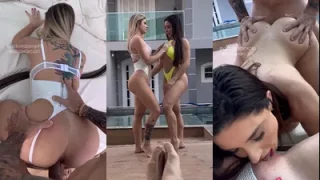 Fodendo duas a loira Debora Peixoto e a morena Luiza Marcato no ménage