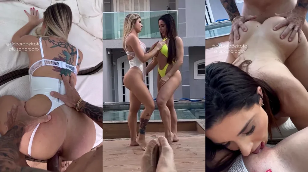 Loira Debora Peixoto fazendo sexo a três Luiza