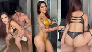 Jennifer Fabri quicando na pica do personal até levar gozada na boca