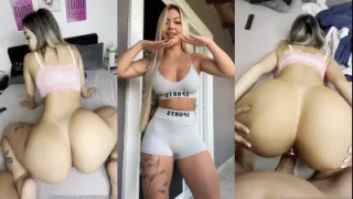 Novinha da bunda grande Bruna Iork metendo de quatro com plug no cuzinho